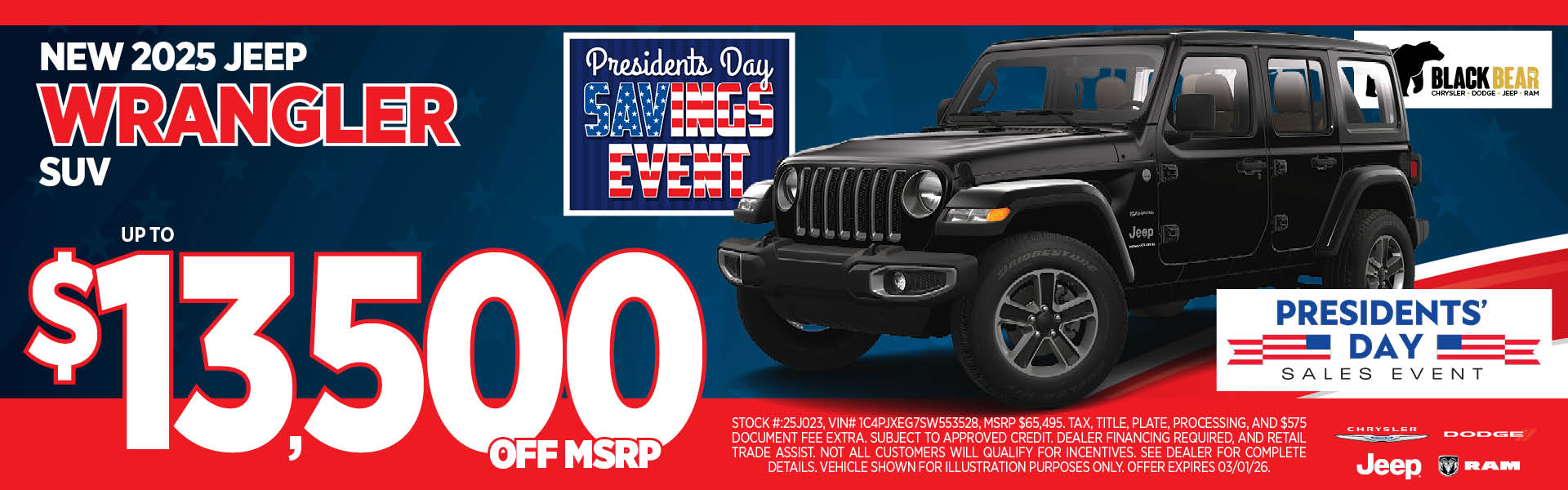 New 2025 Jeep Wrangler Up to $13,500 Off