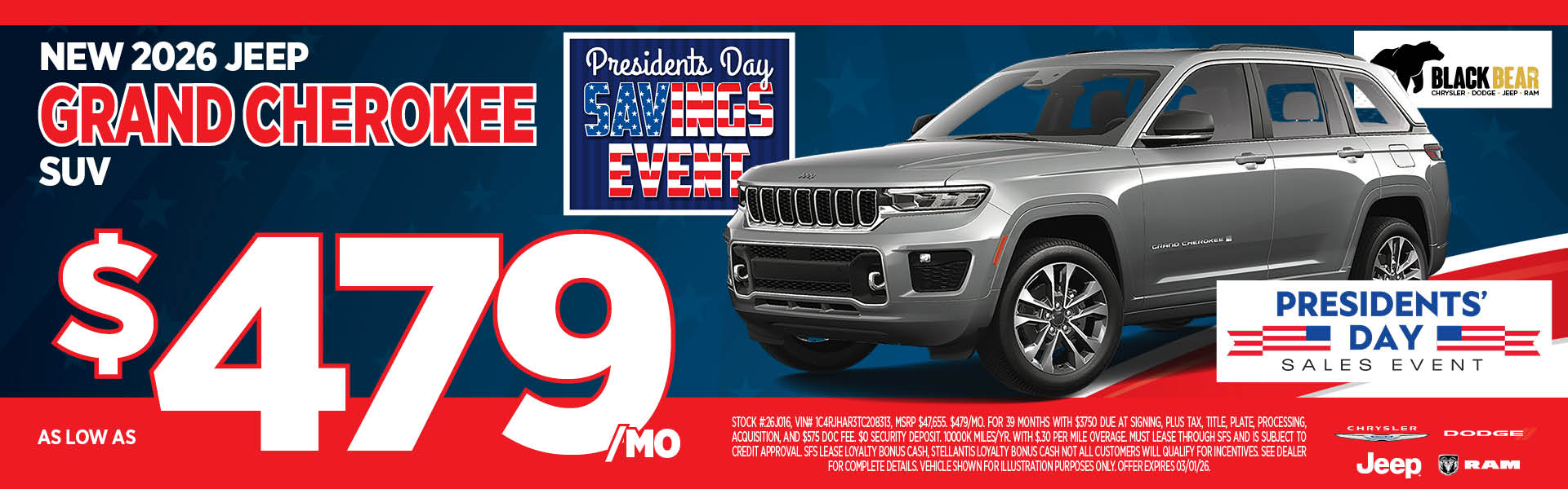 New 2026 Jeep Grand Cherokee Lease as low as $479/mo.