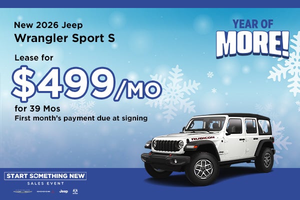 New 2026 Jeep Wrangler Sport S
Lease for $499/mo. for 39 Months