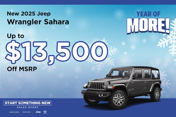 New 2025 Jeep Wrangler Sahara 
Up to $13,500 Off MSRP